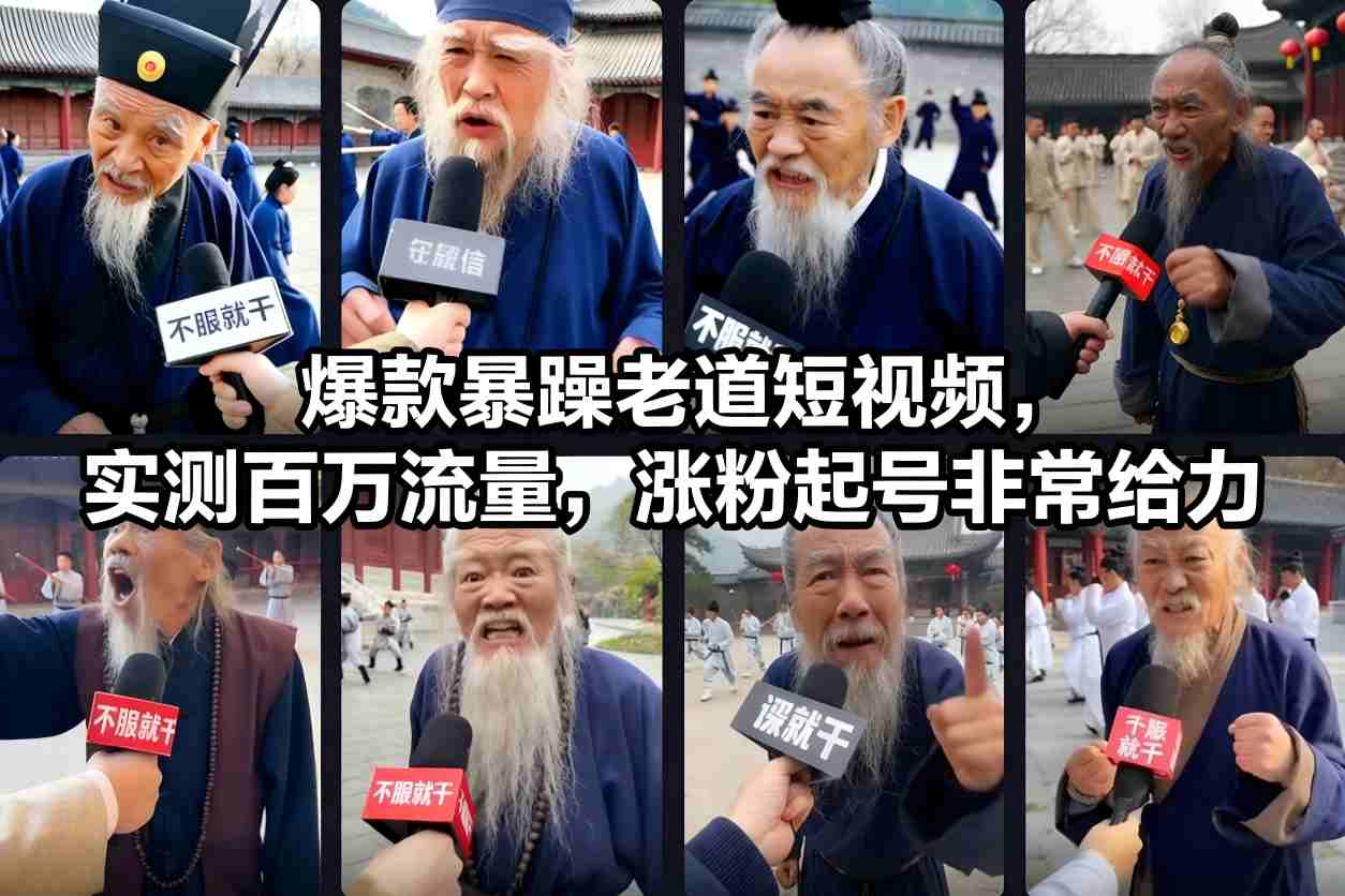 爆款暴躁老道短视频，实测百万流量，涨粉起号非常给力-HEIXXXMI