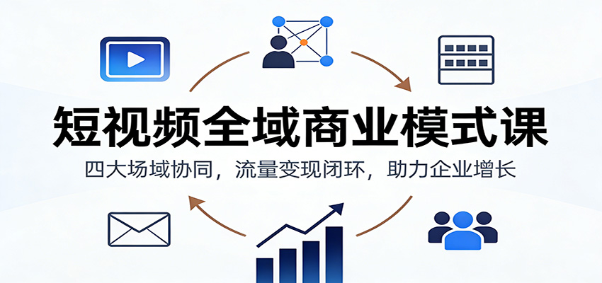 短视频全域商业模式课：四大场域协同，流量变现闭环，助力企业增长-HEIXXXMI