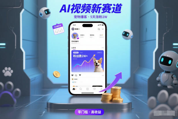 AI视频新赛道，宠物播客仅注册5天涨粉2W，收益非常可观-HEIXXXMI