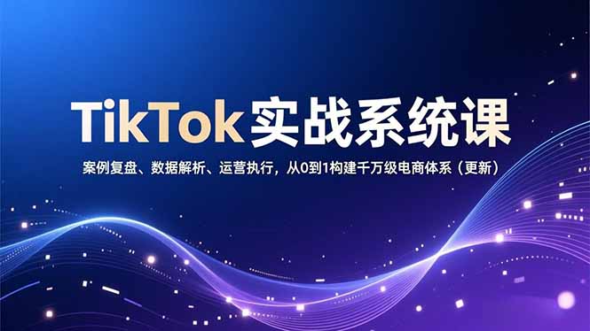 TikTok实战系统课，案例复盘、数据解析、运营执行，从0到1构建千万级电商体系(更新-HEIXXXMI