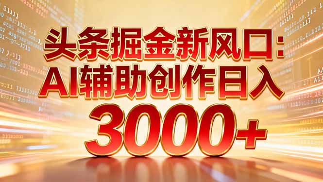 头条掘金新风口：AI辅助创作日入3000+，矩阵玩法当天启动隔天见效-HEIXXXMI