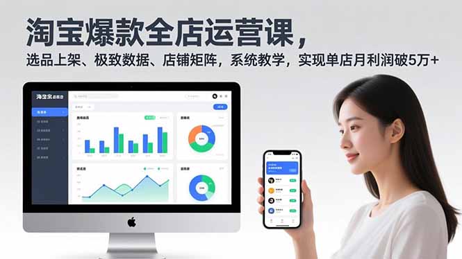 淘宝爆款全店运营课2.0，选品上架、极致数据、店铺矩阵，系统教学，实现单店月利润破5万+-HEIXXXMI