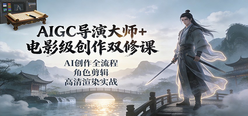 AIGC导演大师+电影级创作双修课：AI创作全流程、角色剪辑、高清渲染实战-HEIXXXMI