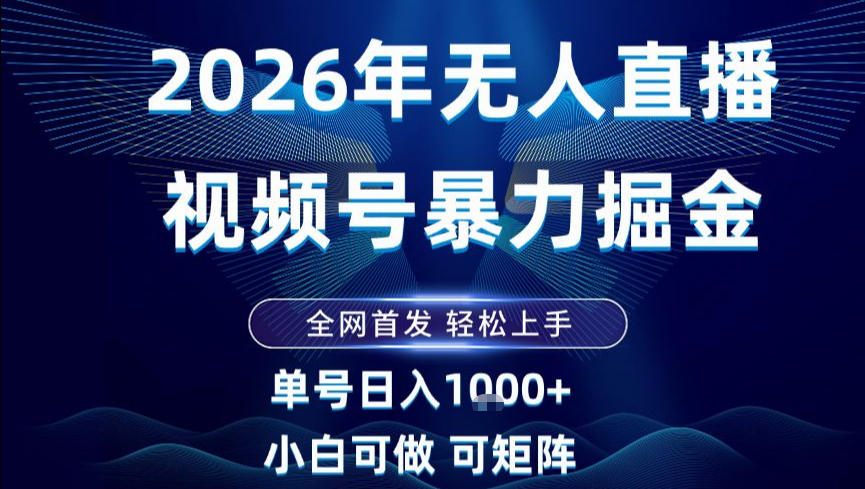 2026最新视频号无人直播掘金，全网首发，小白可以玩，长期稳定日入1k+【揭秘】-HEIXXXMI