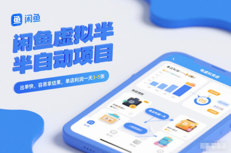 闲鱼虚拟半自动项目，出单快，容易拿结果，单店利润一天3-5张-HEIXXXMI