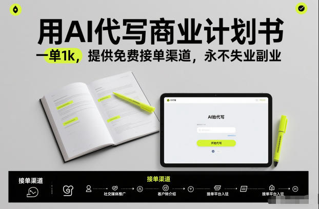 用AI代写商业计划书，一单1k，提供免费接单渠道，永不失业副业-HEIXXXMI